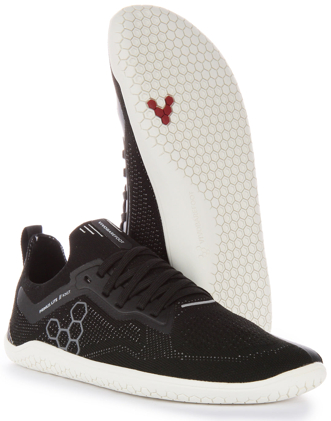 Vivobarefoot Primus Lite Knit Zapatillas con cordones resistentes a los pinchazos para hombre en negro