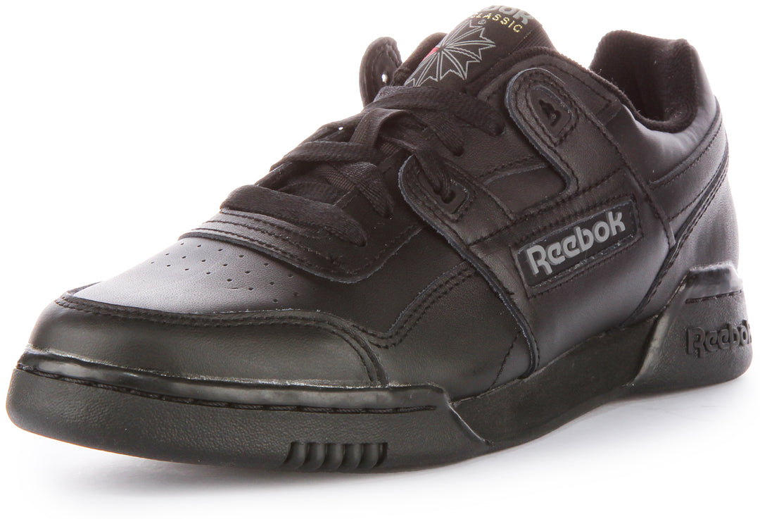 Reebok Workout Plus Zapatillas con cordones de piel plena flor para hombre en negro