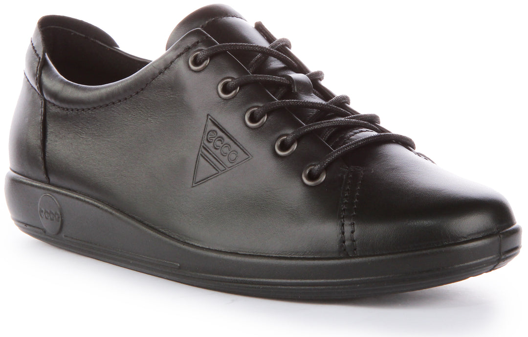 Ecco Soft 2 Chaussures décontractées en cuir à lacets pour femmes en noir