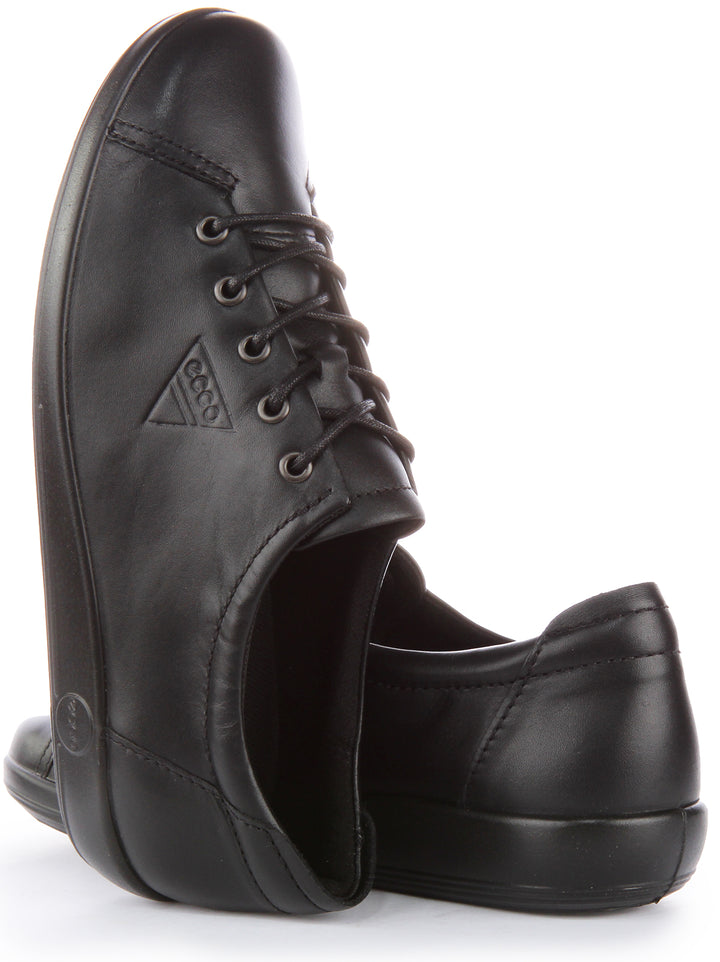 Ecco Soft 2 Chaussures décontractées en cuir à lacets pour femmes en noir
