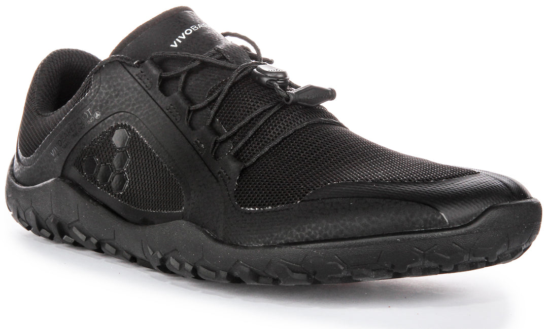 Vivobarefoot Primus Trail II FG Chaussures de course à pied en maille pour hommes en noir