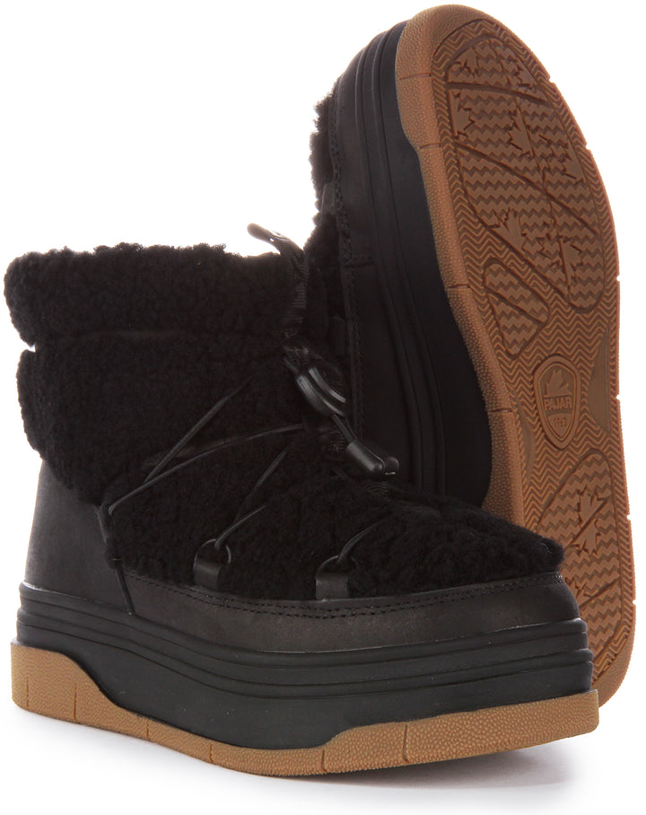 Pajar Stivaletti in Nubuck Cerato con Fodera in Shearling in Pelle Scamosciata per Donne, neri