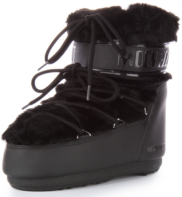 Moon Boot Icon Low Faux Fur In Black For Women