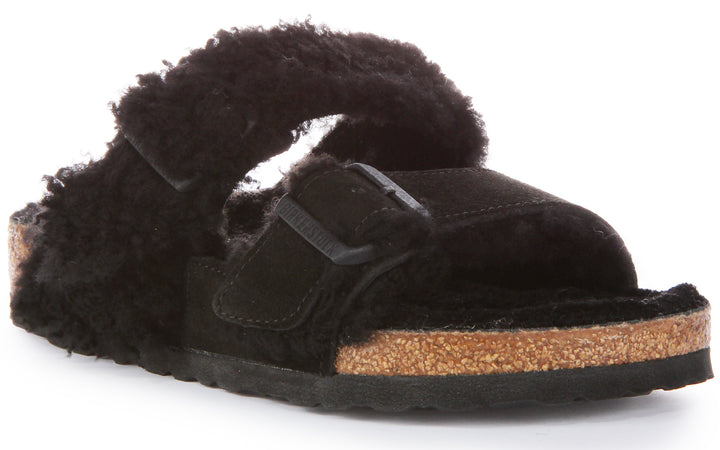 Birkenstock Arizona Split Fur In Black | Regular Fit