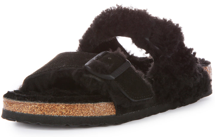 Birkenstock Arizona Split Fur In Black | Regular Fit