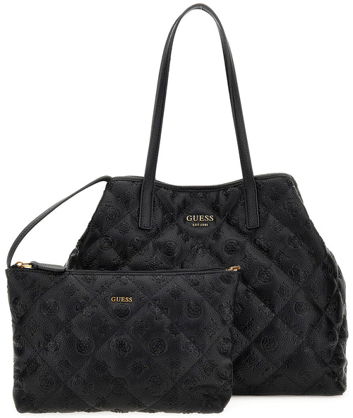 Guess Vikky Tote Peony Large Shopper 2 in 1 Bag In Black