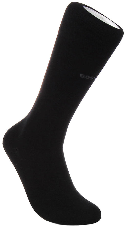 Boss High Ankle Logo Hoisery BLK Crew Herren Baumwollsocken in Schwarz