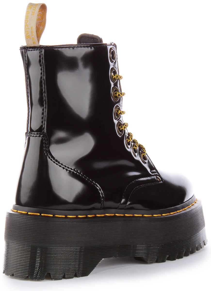 Dr Martens Vegan Jadon Max In Black For Women Platform Lace up