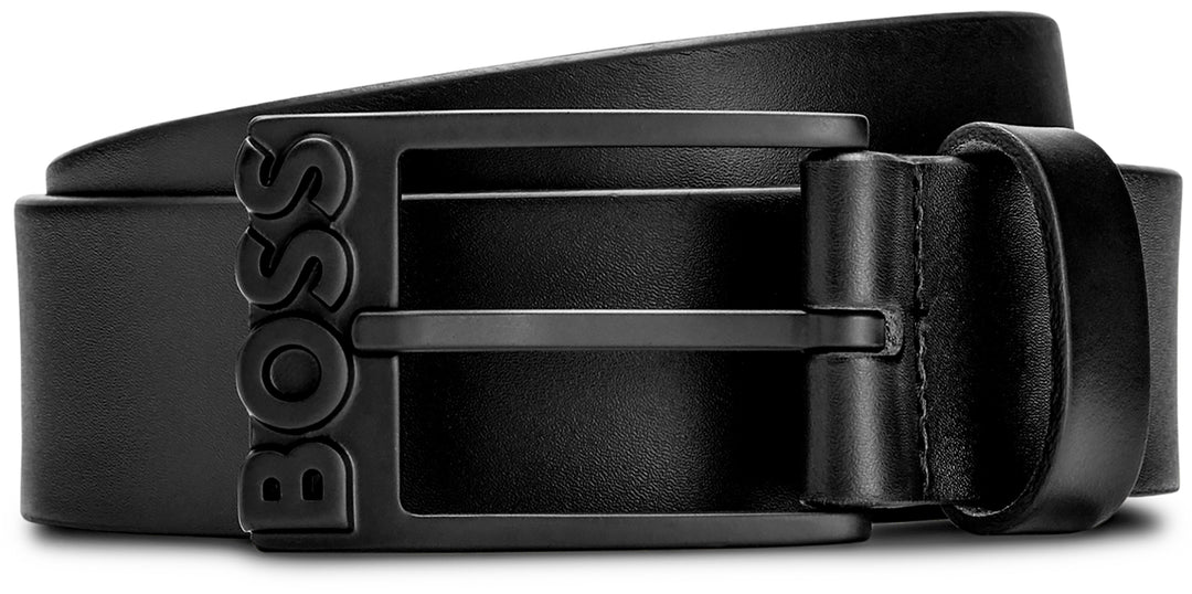 Boss Simo R Belt 35 cm Wide In Black Leather