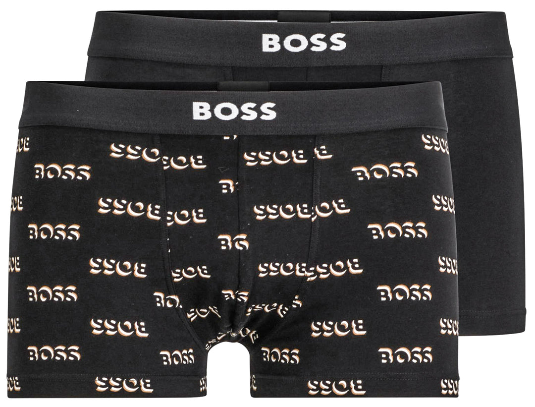 Boss TRUNK 2P GIFT Herren BaumwollBoxershorts in Schwarz