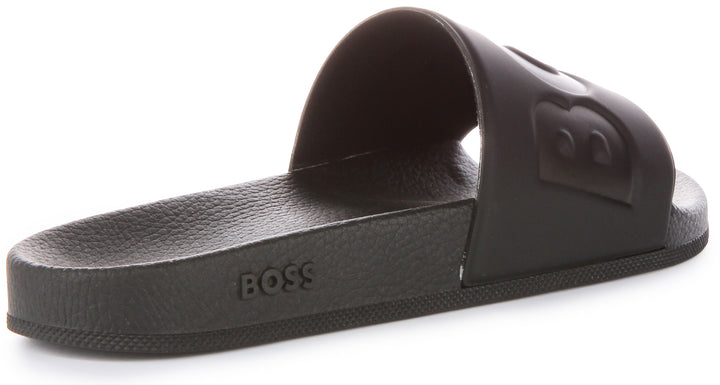 Sandales synthétiques Boss Aryeh Slid pour hommes en noir