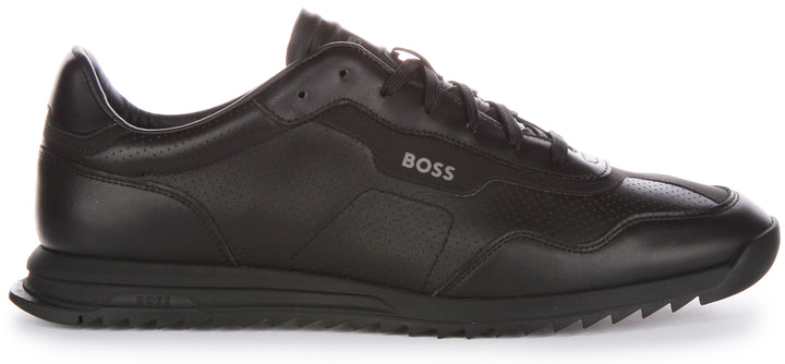 Boss Zayn Low profile Perforated Leather In Black For Men