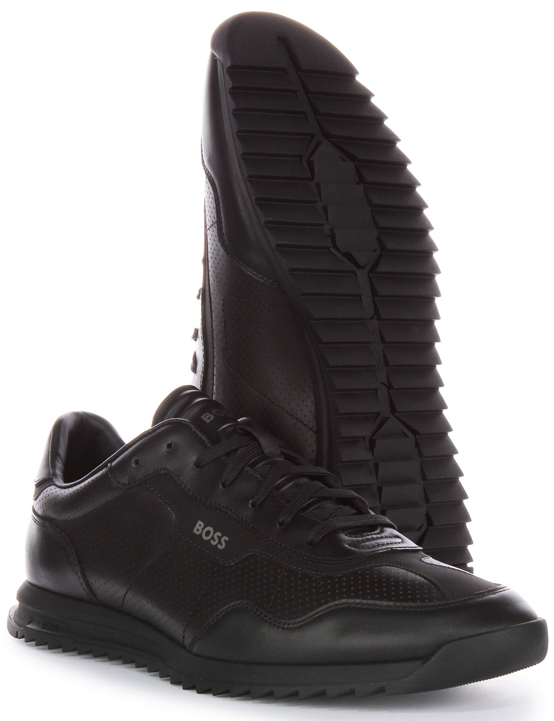 Boss Zayn Low profile Perforated Leather In Black For Men