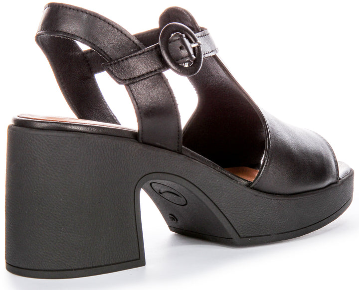 Zapatos de Tacón de Cuero para Mujer  Tacón Abierto en Negro de Justinreess