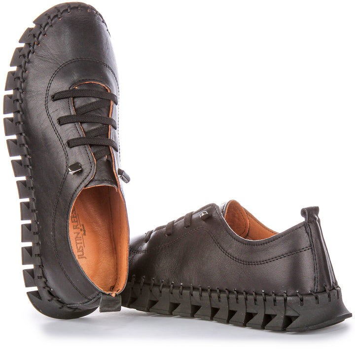 Zapatos de Cuero para Mujer Justinreess  Rexy Flat Slipon en Negro