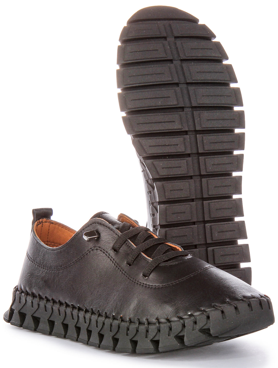 Zapatos de Cuero para Mujer Justinreess  Rexy Flat Slipon en Negro