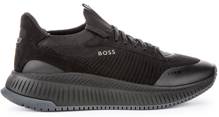 Boss Zapatillas Altas de Malla para Hombre TTNM EVO SLON  Cordones Tejidos KNSD en Negro