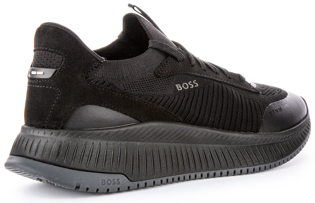 Boss Baskets montantes en mesh pour hommes TTNM EVO SLON  Lacets tricotés KNSD en noir