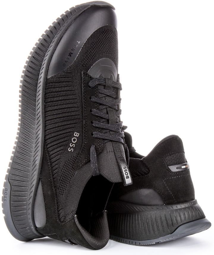 Boss Baskets montantes en mesh pour hommes TTNM EVO SLON  Lacets tricotés KNSD en noir