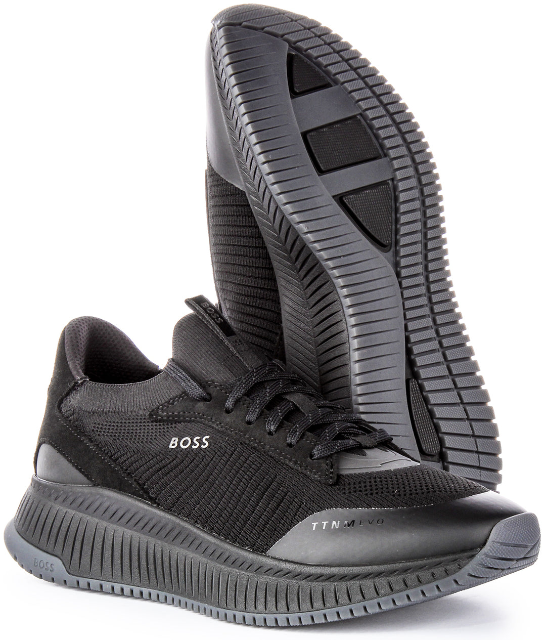 Boss Baskets montantes en mesh pour hommes TTNM EVO SLON  Lacets tricotés KNSD en noir