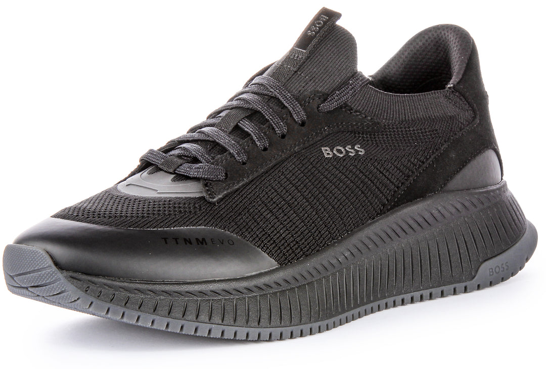 Boss Baskets montantes en mesh pour hommes TTNM EVO SLON  Lacets tricotés KNSD en noir