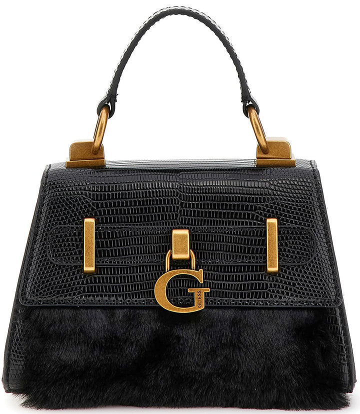 Guess Bergen Micro Mini Sac Bandoulière FP en Similicuir pour Femmes en Noir