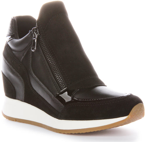 Geox D Nydame Wedge Sneaker In Black For Women