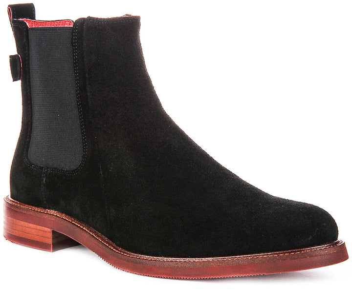 Bottines Chelsea en daim intégral pour homme de Justinreess England en noir