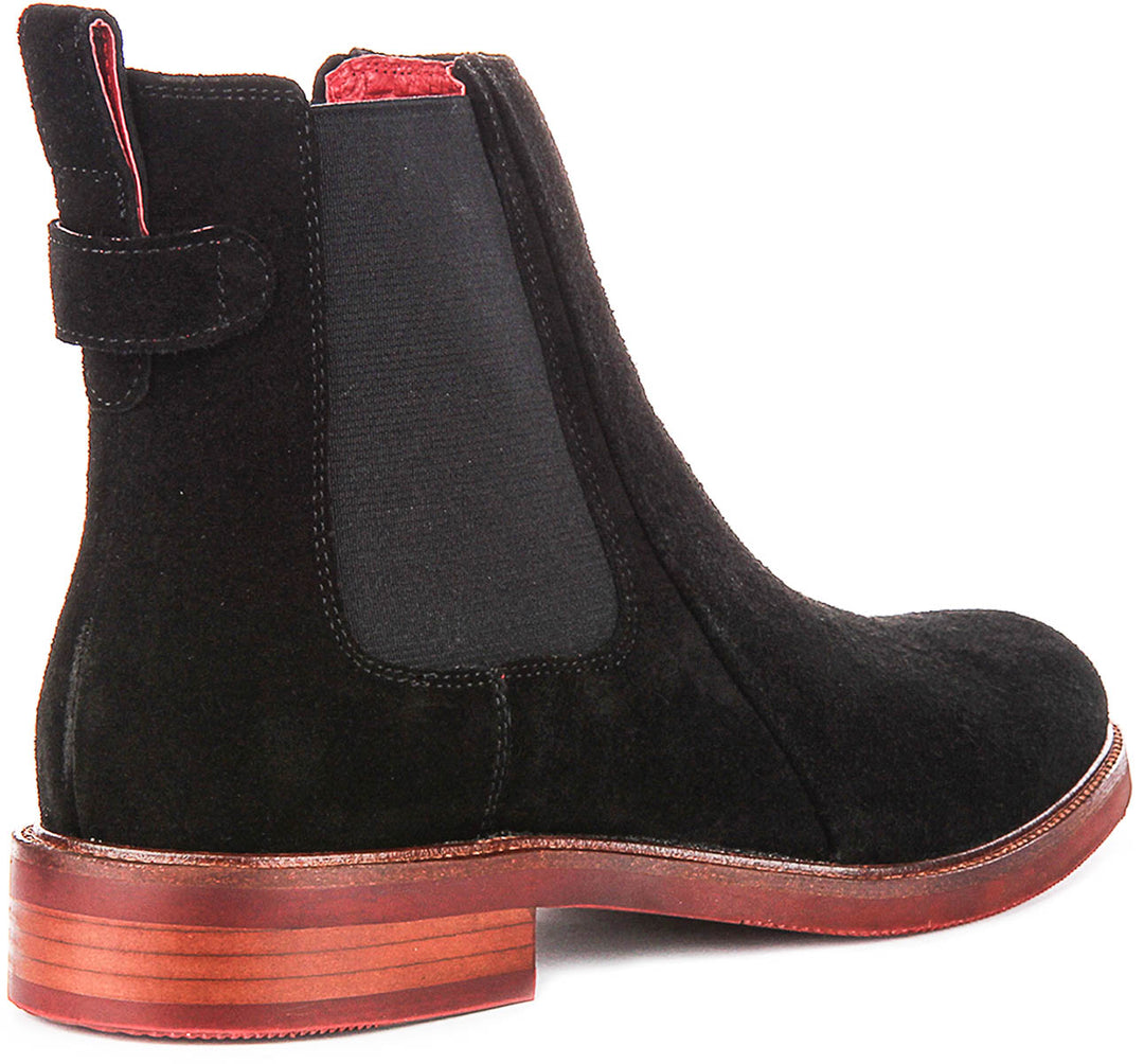 Bottines Chelsea en daim intégral pour homme de Justinreess England en noir