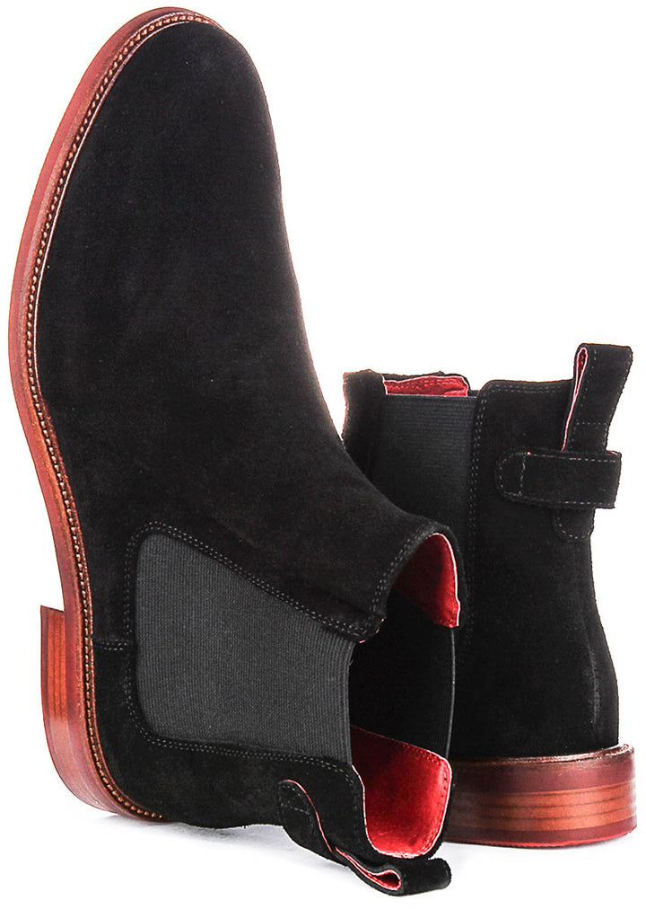 Bottines Chelsea en daim intégral pour homme de Justinreess England en noir