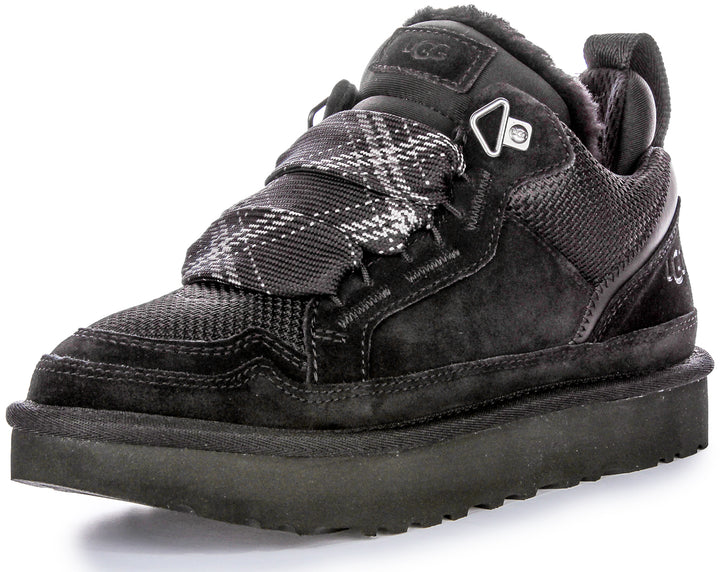 Ugg Australia Lowmel DamenSneaker mit zweifarbigen Riemen und Webmuster in Schwarz