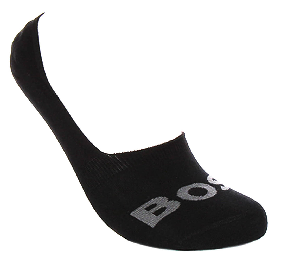 Boss 2 Pair Invisible Logo Socks In Black For Men