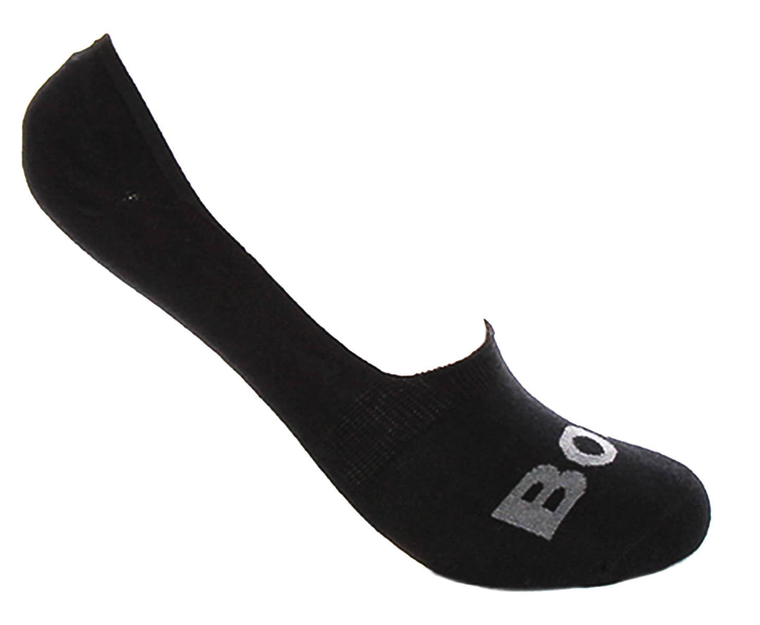 Boss 2 Pair Invisible Logo Socks In Black For Men