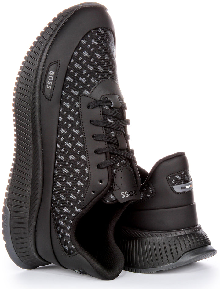 Boss TTNM Evo Runn Jqmn Logo Design Schnürbare intelligente HerrenSneaker aus synthetischen Materialien in Schwarz