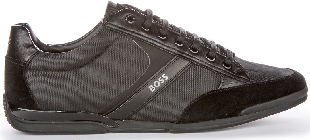 Boss Saturn Lowp MX A N Profilo basso con logo in pizzo Sneakers da uomo in suede nero