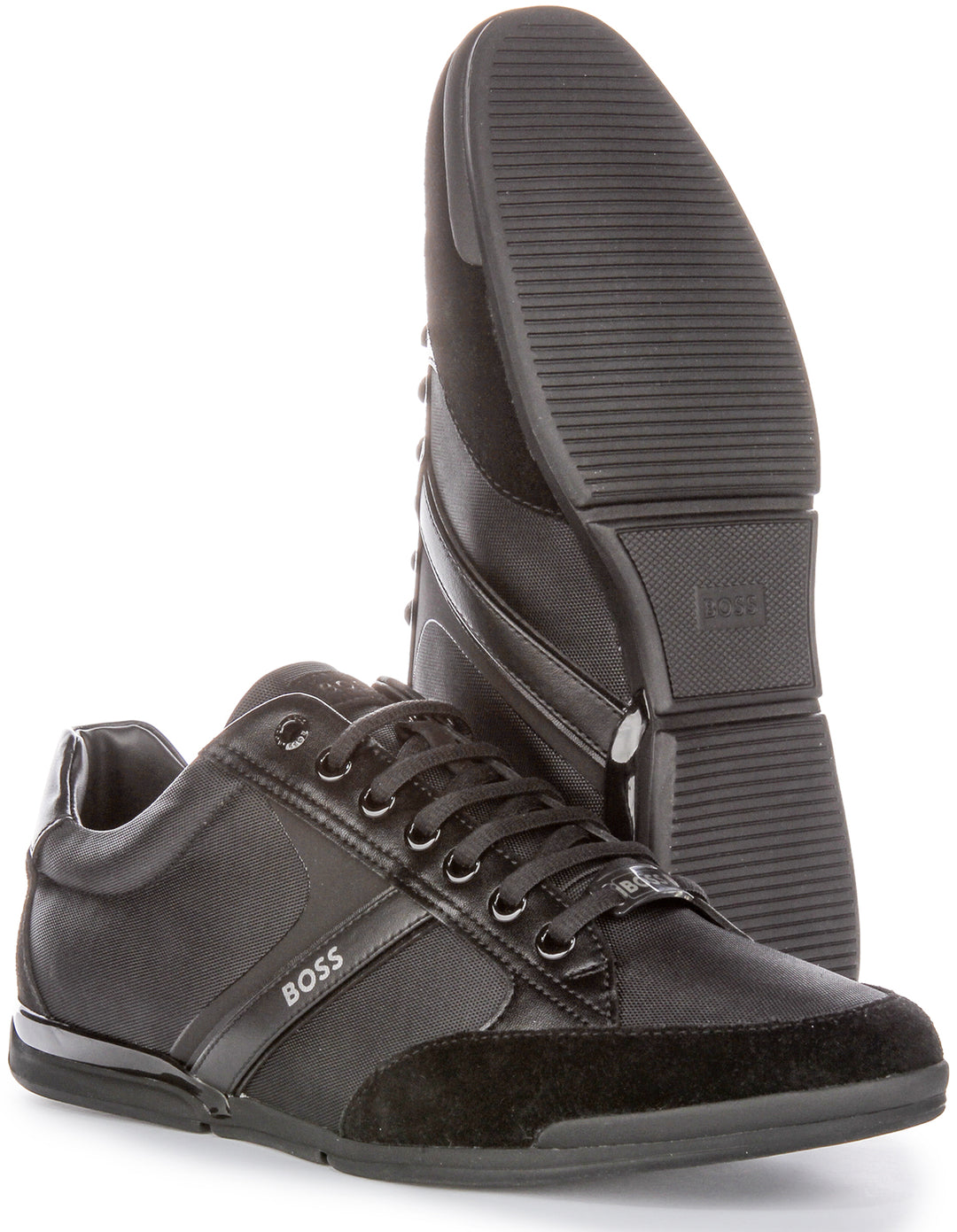 Boss Saturn Lowp MX A N Profilo basso con logo in pizzo Sneakers da uomo in suede nero
