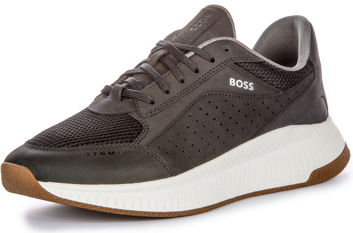 Boss TTNM Evo Runn Nume Logo Design Schnürbare intelligente HerrenSneaker aus anderen Stoffen in Schwarz