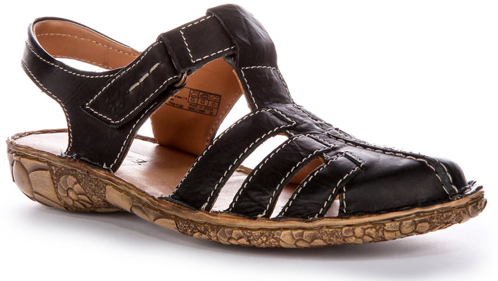 Sandales Velcro en cuir noir pour femmes Josef Seibel