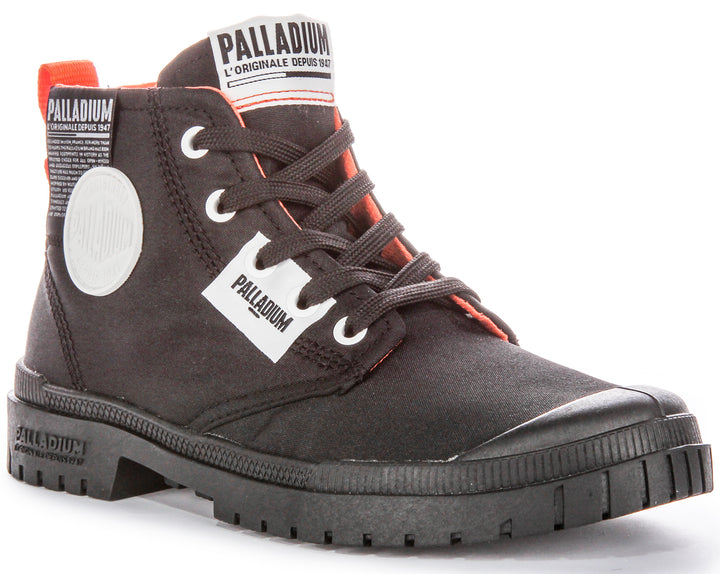 Palladium Sp20 Overlab Vegan Moleskine Mittelhochgeschnittene Stiefel aus Nylon in Schwarz
