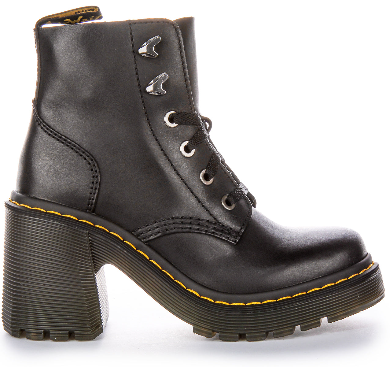 Dr. Martens Jesy Sendal en mujeres negras 6 botas de tacon de bloque ocular 4feetshoes