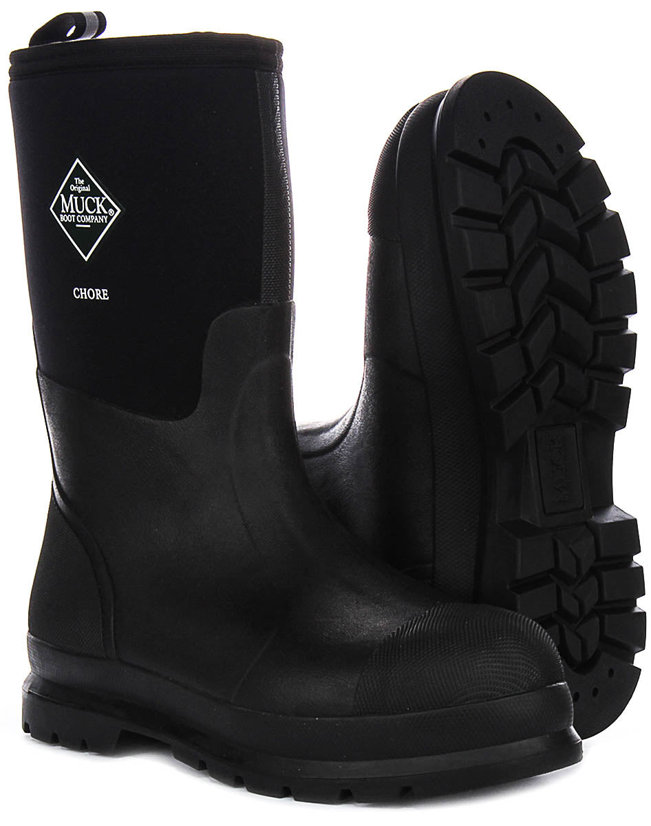Muck Chore Mid in Schwarz für Herren Robuster Gummistiefel mit