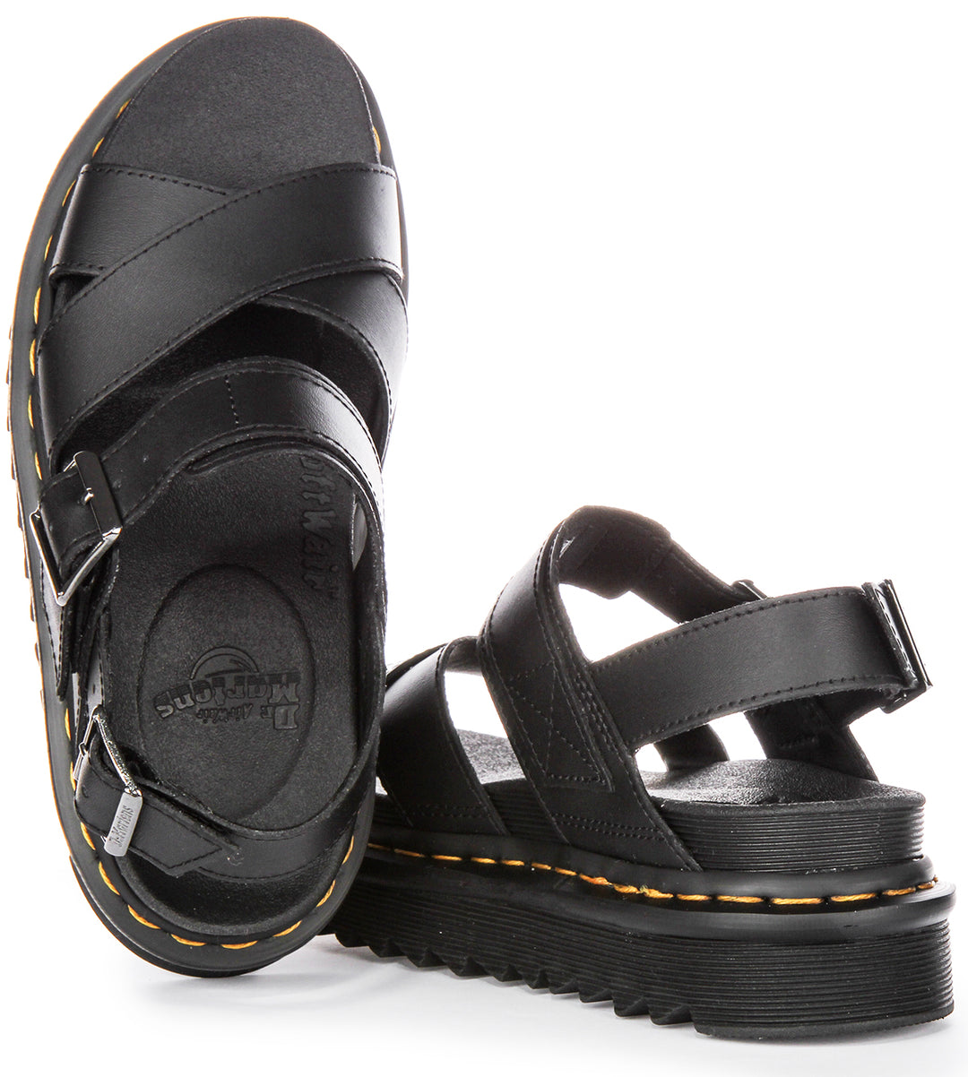 Dr Martens Voss II Suela Ziggy Hydro Smooth Touch Sandalias de Cuero para Mujer en Negro