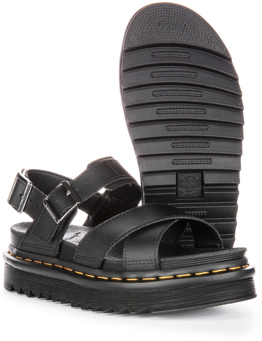 Dr Martens Voss II Suela Ziggy Hydro Smooth Touch Sandalias de Cuero para Mujer en Negro