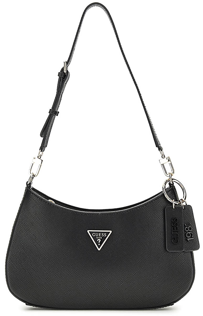 Guess Noelle Saffiano Shoulder Bag In Black For Women