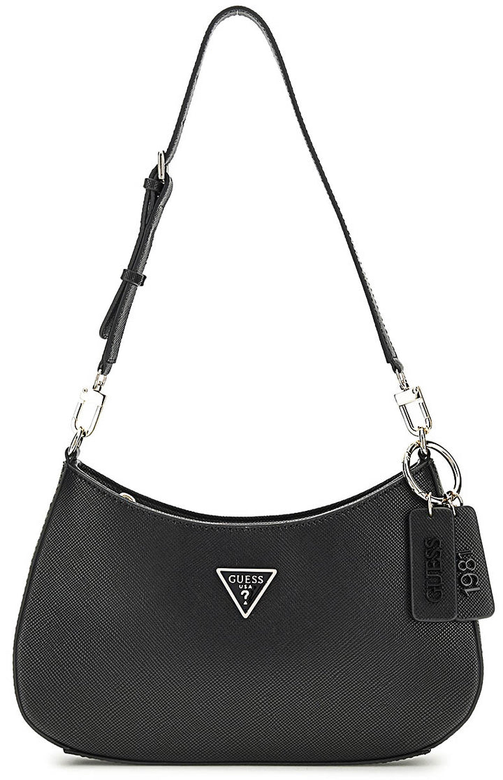 Guess Noelle Saffiano Shoulder Bag In Black For Women