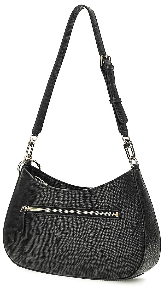 Guess Noelle Saffiano Shoulder Bag In Black For Women
