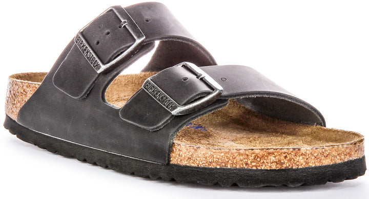 Birkenstock Arizon Soft Footbed In Black Oiled Leather | Narrow Fit