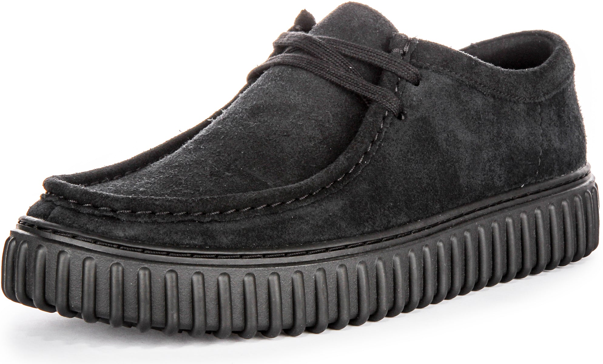 Clarks Torhill Low Top In Black For Men | Ribbed Outsole Suede