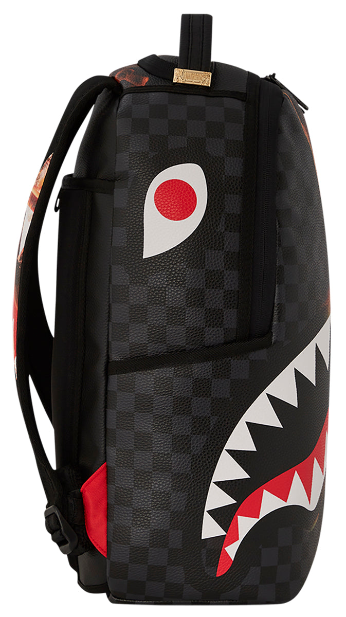 Sprayground Shark Fire Check In Black Flame