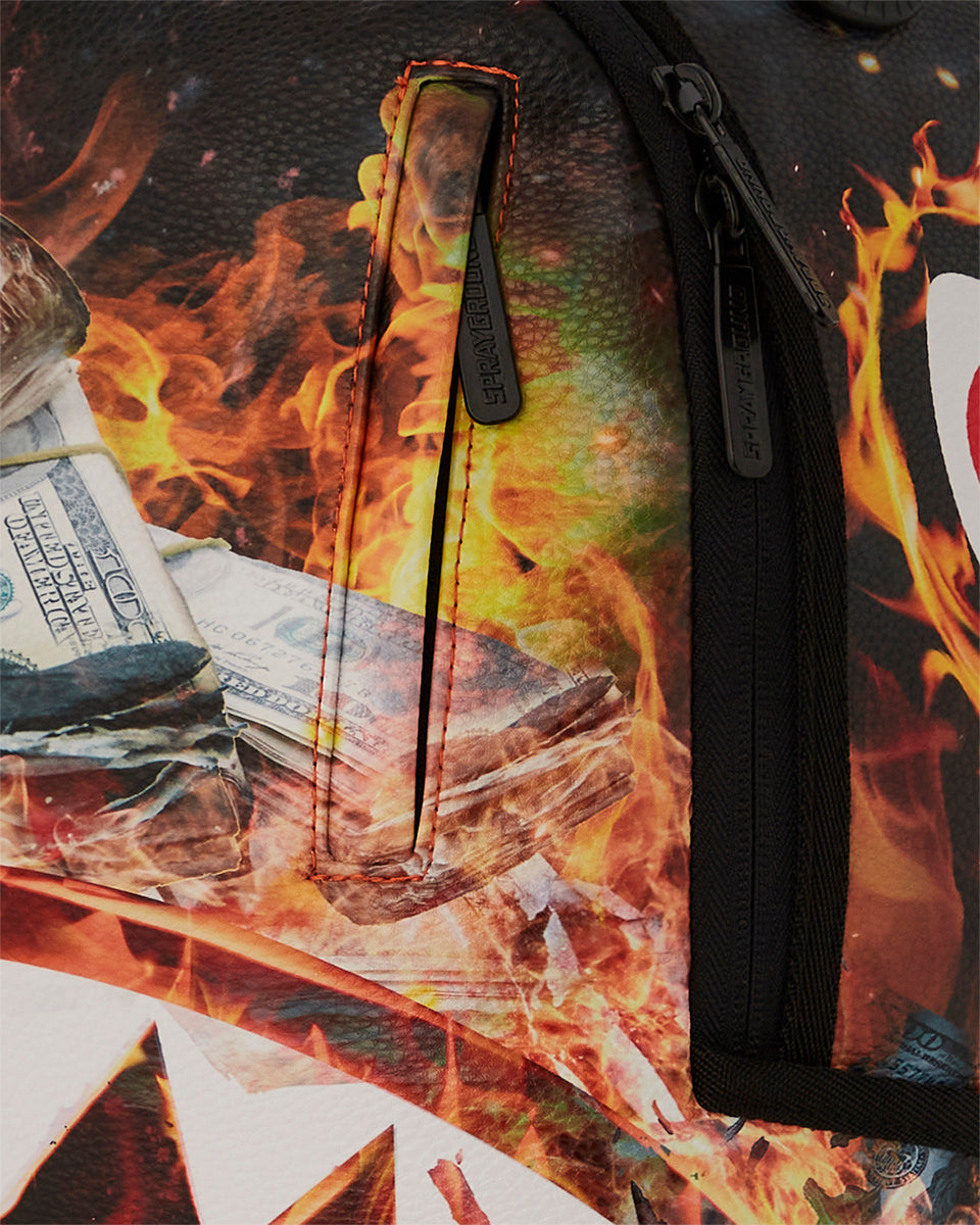 Sprayground Shark Fire Check In Black Flame